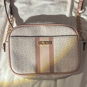 GUESS Elegant Pink and Cream Crossbody Bag